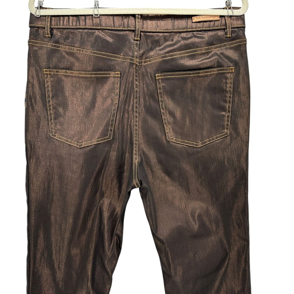 Soft Surroundings Womens 12 Jeans Mica Coated Straight Leg Bronze Shiny 5 Pocket - Picture 5 of 8